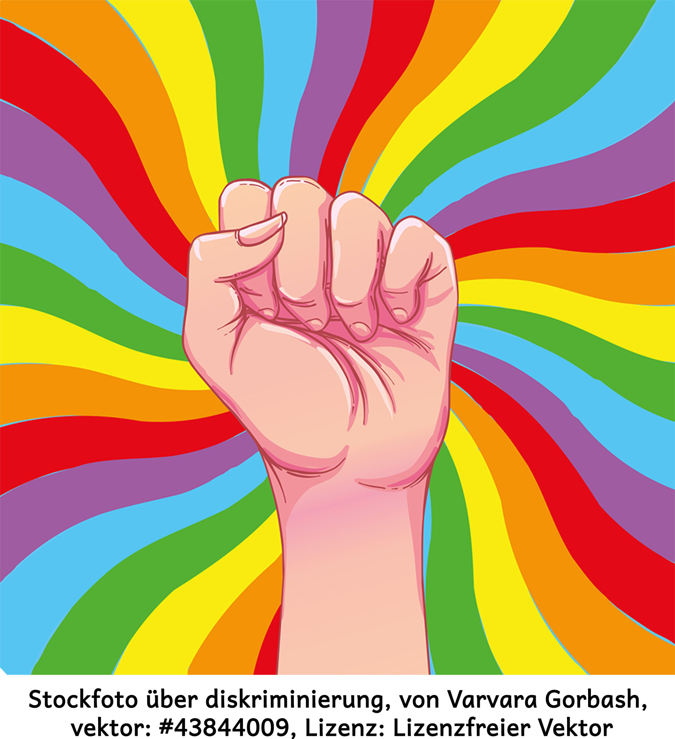 Menschliche Faust, auf buntem Hintergrund.